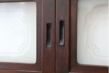 アンティーク　腰板欅材の裏障子付き幅せま格子戸4枚セット