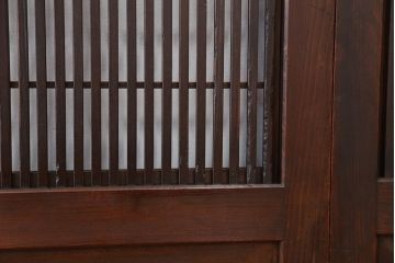 アンティーク　腰板欅材の裏障子付き幅せま格子戸4枚セット