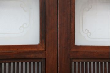 アンティーク　腰板欅材の裏障子付き幅せま格子戸4枚セット