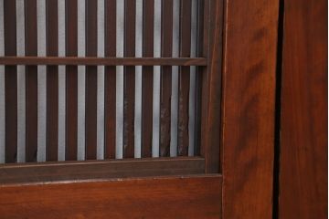 アンティーク　腰板欅材の裏障子付き幅せま格子戸4枚セット
