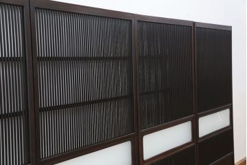 古民具・骨董　シックな時代格子戸4枚セット