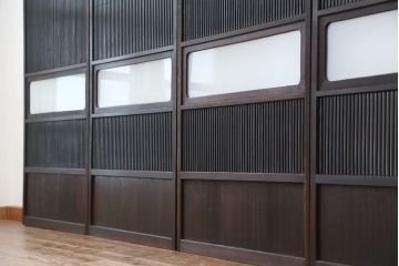 古民具・骨董　シックな時代格子戸4枚セット