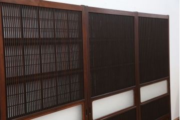 古民具・骨董　腰板欅材裏障子付き上質な時代格子戸4枚セット