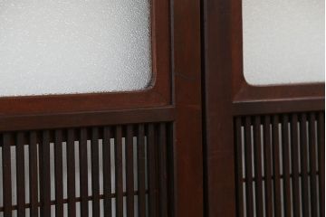 古民具・骨董　腰板欅材裏障子付き上質な時代格子戸4枚セット