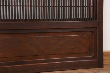 古民具・骨董　腰板欅材裏障子付き上質な時代格子戸4枚セット