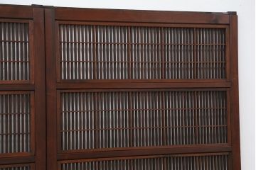 古民具・骨董　腰板欅材裏障子付き上質な時代格子戸4枚セット