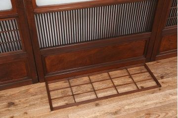 古民具・骨董　腰板欅材裏障子付き上質な時代格子戸4枚セット