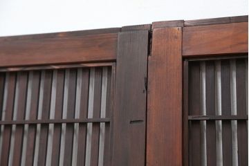 古民具・骨董　使い込まれた裏障子付き格子戸4枚セット