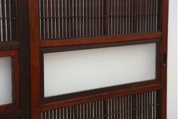 古民具・骨董　使い込まれた裏障子付き格子戸4枚セット