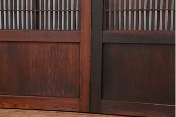 古民具・骨董　使い込まれた裏障子付き格子戸4枚セット