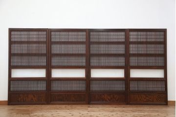 古民具・骨董　裏障子付き時代格子戸4枚セット