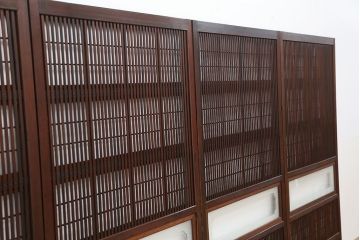 古民具・骨董　裏障子付き時代格子戸4枚セット