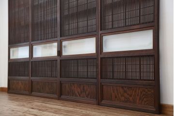 古民具・骨董　裏障子付き時代格子戸4枚セット