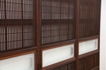古民具・骨董　裏障子付き時代格子戸4枚セット