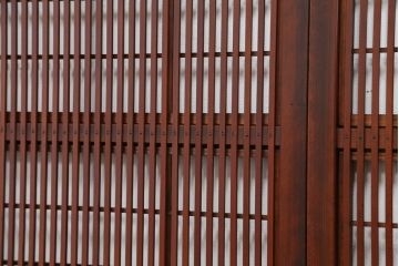 古民具・骨董　腰板欅材　裏障子付きの上質な格子戸4枚セット