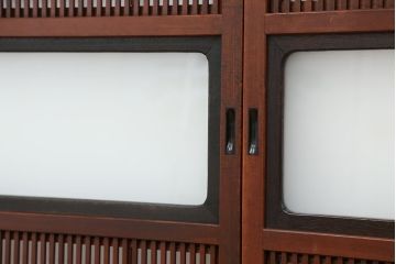 古民具・骨董　腰板欅材　裏障子付きの上質な格子戸4枚セット