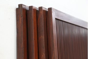 古民具・骨董　腰板欅材　裏障子付きの上質な格子戸4枚セット