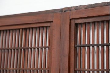 古民具・骨董　腰板欅材　裏障子付きの上質な格子戸4枚セット
