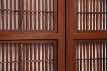 古民具・骨董　腰板欅材　裏障子付きの上質な格子戸4枚セット