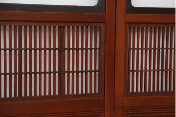 古民具・骨董　腰板欅材　裏障子付きの上質な格子戸4枚セット