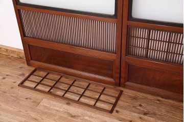古民具・骨董　腰板欅材　裏障子付きの上質な格子戸4枚セット