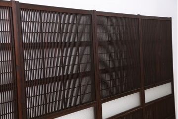 極上　腰板欅材　裏障子付きシックな格子戸4枚セット