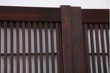 極上　腰板欅材　裏障子付きシックな格子戸4枚セット