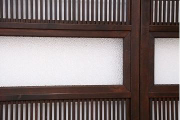 極上　腰板欅材　裏障子付きシックな格子戸4枚セット