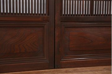 極上　腰板欅材　裏障子付きシックな格子戸4枚セット