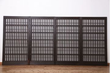 古民具・骨董　珍品　裏障子付き　シックな荒格子戸4枚セット