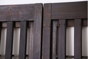 古民具・骨董　珍品　裏障子付き　シックな荒格子戸4枚セット