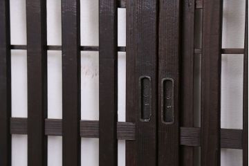 古民具・骨董　珍品　裏障子付き　シックな荒格子戸4枚セット