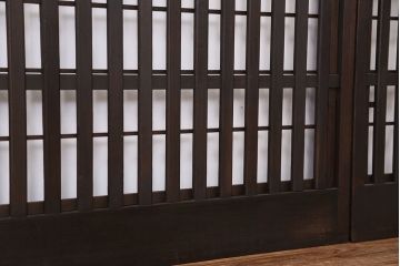 古民具・骨董　珍品　裏障子付き　シックな荒格子戸4枚セット