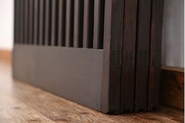 古民具・骨董　珍品　裏障子付き　シックな荒格子戸4枚セット