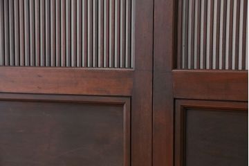 ★古民具・骨董　桟が細かく繊細なガラス格子戸2枚セット