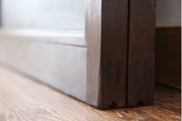 ★古民具・骨董　桟が細かく繊細なガラス格子戸2枚セット