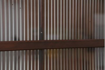 ★古民具・骨董　桟が細かく繊細なガラス格子戸2枚セット