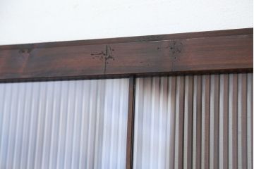 ★古民具・骨董　桟が細かく繊細なガラス格子戸2枚セット