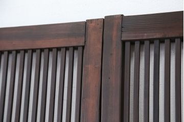 ★古民具・骨董　腰板欅材　すっきりとした格子戸2枚セット