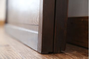 ★古民具・骨董　腰板欅材　すっきりとした格子戸2枚セット