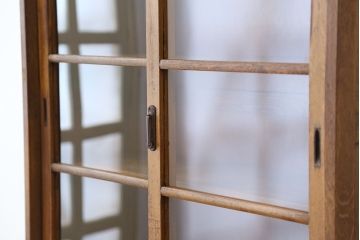 レトロ家具　☆昭和レトロ　シンプルな二段重ね収納棚(ガラスケース、食器棚)