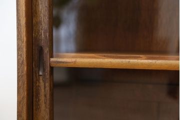 レトロ家具　☆昭和レトロ　シンプルな二段重ね収納棚(ガラスケース、食器棚)