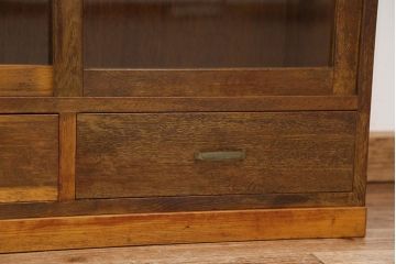 レトロ家具　☆昭和レトロ　シンプルな二段重ね収納棚(ガラスケース、食器棚)