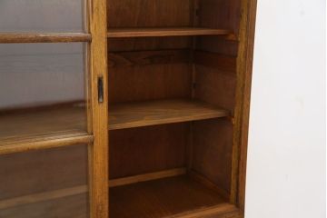 レトロ家具　☆昭和レトロ　シンプルな二段重ね収納棚(ガラスケース、食器棚)
