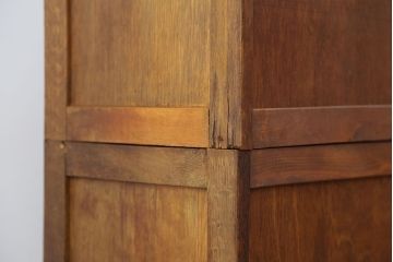 レトロ家具　☆昭和レトロ　シンプルな二段重ね収納棚(ガラスケース、食器棚)