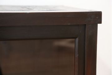 アンティーク家具　アンティーク　味のある引き出し付き横長収納棚(ガラスケース、飾り棚)