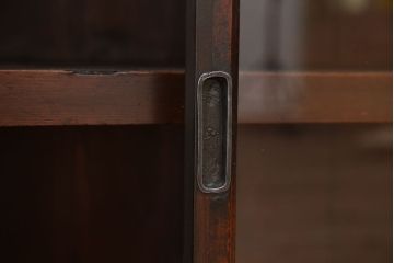 アンティーク家具　アンティーク　味のある引き出し付き横長収納棚(ガラスケース、飾り棚)