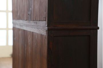 アンティーク家具　大正ロマン　前面彫刻仕上げ　二段重ね収納棚(ガラスケース、飾り棚)