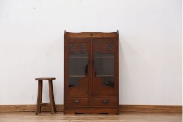 アンティーク家具　大正ロマン　古い栓材の上品な本箱(ブックケース・収納棚)