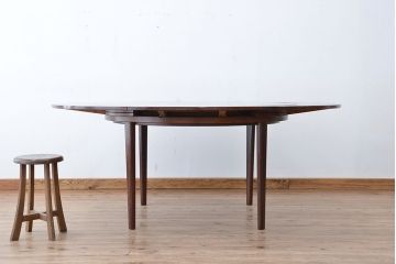 北欧家具　1970〜80年　デンマーク製　特大拡張式　ローズウッドラウンドテーブル